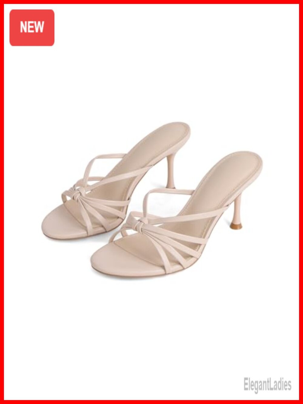 Kitten Heels Strappy Open Toe Slip On Heeled Sandals Faux Leather